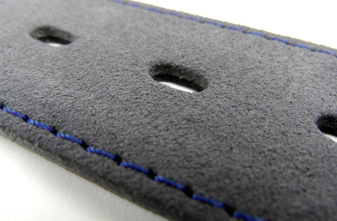 Pasek Popielaty Z Granatową Nitką COMPLEX (PL) Skóra Naturalna Licowa Zamsz 40 mm