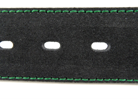 Pasek Czarny Z Zieloną Nitką COMPLEX (PL) Skóra Naturalna Licowa Zamsz 40 mm