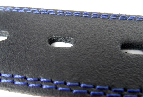 Pasek Skórzany COMPLEX (PL) GRINGO Czarny Z Podwójną Niebieską Nitką Skóra Licowa Matowa 40 mm