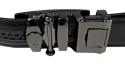 Pasek Skórzany PAS-MAX (PL) Gładki z Pełną Klamrą Automatyczną Skóra Licowa 30 mm Klamra "SREBRNA 17" Czarny
