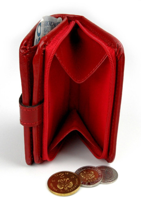 Portfel Damski Skórzany SARA (PL) Skóra Licowa 10 cm Z Suwakiem Na Zewnątrz SAR_P20