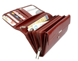 Portfel Damski ANDRUS (PL) Długi Max Na Suwak Skóra Naturalna Licowa Bardzo Wygodny I Wytrzymały RFID 17 x 9 x 4 [cm]