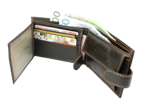 Portfel Męski WILD Skóra Licowa Mały Poziomy Z Zapięciem RFID 5504-1 11.5 x 8.5 x 2 [cm]