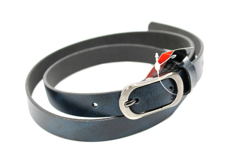 Pasek Damski Skórzany Gładki COMPLEX (PL) 20 mm GRANATOWY MOZAIKA Wąski