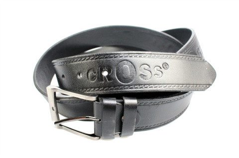 Pasek Skórzany COMPLEX (PL) Tłoczony Napis "CROSS" Skóra Naturalna Licowa EXTRA 40 mm CZARNY