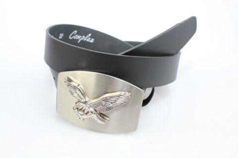 Pasek Skórzany COMPLEX (PL) Skóra Licowa 40 mm Klamra Pełna Na Bolczyk BLASZKA "ORZEŁ III"