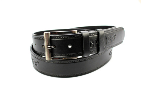 Pasek Skórzany COMPLEX (PL) Tłoczony Napis "CROSS" Skóra Naturalna Licowa EXTRA 40 mm CZARNY