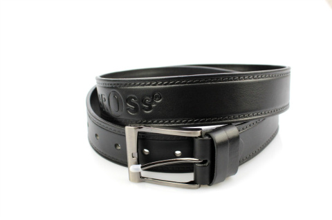 Pasek Skórzany COMPLEX (PL) Tłoczony Napis "CROSS" Skóra Naturalna Licowa EXTRA 40 mm CZARNY