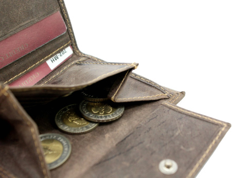 Portfel Męski WILD Skóra Zamszowa Mały Pionowy Bez Zapięcia