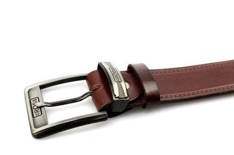 Pasek Skórzany COMPLEX (PL) Tłoczony Napis "CROSS" Skóra Naturalna Licowa EXTRA 40 mm BRĄZOWY