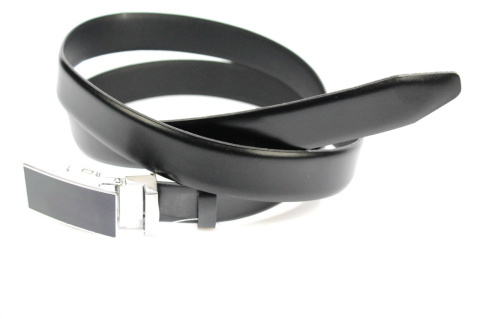 Pasek Skórzany Do Garnituru COMPLEX (PL) Zaokrąglony Z Pełną Klamrą Automat Skóra Licowa 30 mm CZARNY Klamra "CZARNA 8"