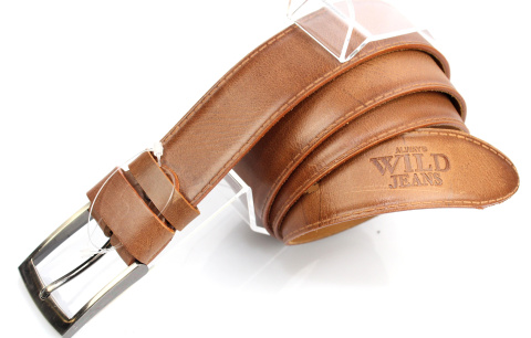 Pasek Męski Skórzany WILD IMITACJA SZYCIA BRĄZOWY Skóra Licowa EXTRA 40 mm