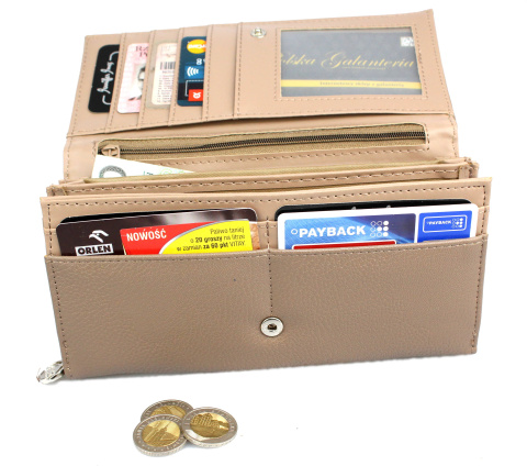 Portfel Damski JENNIFER JONES Skóra Ekologiczna Z Teksturą Długi Z Suwakiem wewnątrz 1109-7 18 x 9,5 x 3 [cm]