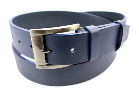 Pasek Męski Skórzany PAS-MAX (PL) Skóra Licowa EXTRA 35 mm GRANATOWY Klamra Tradycyjna k82