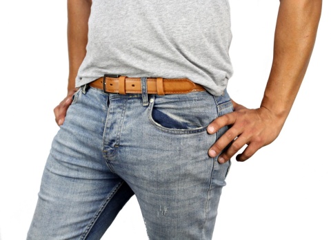 Pasek Męski Skórzany COMPLEX (PL) "IMITACJA SZYCIA" Skóra Licowa EXTRA 30 mm SUROWA SKÓRA