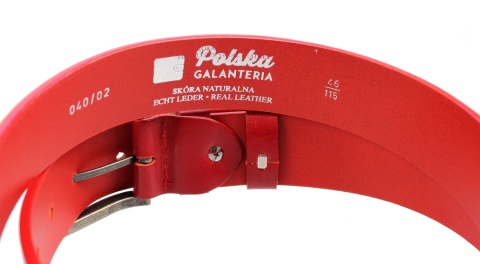 Pasek Skórzany POLSKA GALANTERIA (PL) CZERWONY Z TEKSTURĄ Skóra Licowa EXTRA 40 mm 040/02