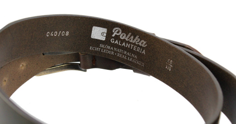 Pasek Skórzany POLSKA GALANTERIA (PL) CZEKOLADOWY Z TEKSTURĄ Skóra Licowa EXTRA 40 mm 040/08