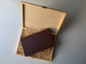 Notatnik W Skórzanej Oprawie Brązowy + Pudełko Drewniane Wymienne Wkłady Skóra Licowa Vintage Solidny Notes