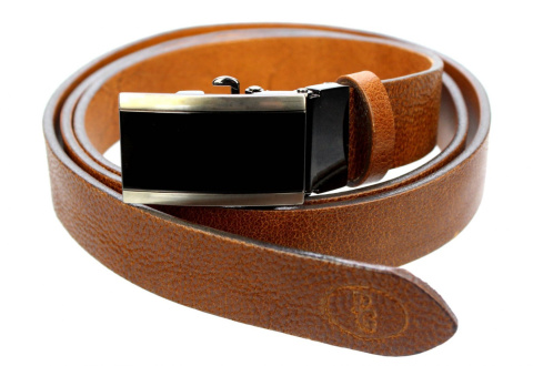 Wizytowy JASNO-BRĄZOWY Pasek Skórzany PolskaGalanteria (PL) 30 mm AUTOMAT SAMOZACISK Skóra BAWOLA Naturalna Licowa EXTRA