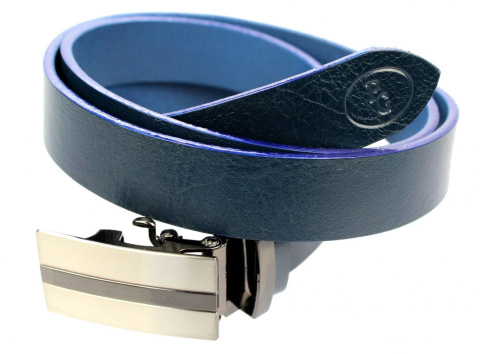 Wizytowy NIEBIESKI Pasek Skórzany PolskaGalanteria (PL) 30 mm AUTOMAT SAMOZACISK 05 Skóra BAWOLA Naturalna Licowa EXTRA