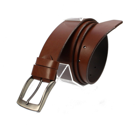 Pasek Skórzany Męski PAS-MAX (PL) Brązowy Gładki 40 mm Skóra Naturalna DW EXTRA
