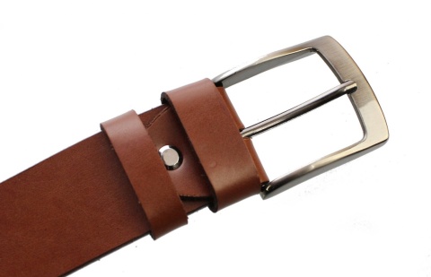 Pasek Skórzany Męski PAS-MAX (PL) Brązowy Gładki 40 mm Skóra Naturalna DW EXTRA
