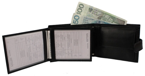 Portfel Męski Skórzany ELLINI Skóra Licowa Duży Poziomy Z Zapięciem Dwa Skrzydełka TM-14-032