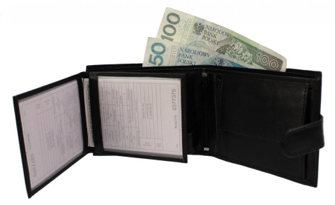 Portfel Męski Skórzany ELLINI Skóra Licowa Duży Poziomy Z Zapięciem Dwa Skrzydełka TM-14-032