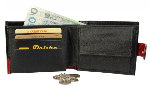 Portfel Męski Skórzany PolskaGalanteria Skóra Licowa Duży Poziomy Z Zapięciem Jedno Skrzydełko SKL V/1 13 x 10 x 2,5 [cm]