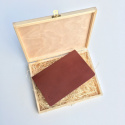 Notatnik W Skórzanej Oprawie RED + Pudełko Drewniane Wymienne Wkłady Skóra Licowa Vintage Solidny Notes