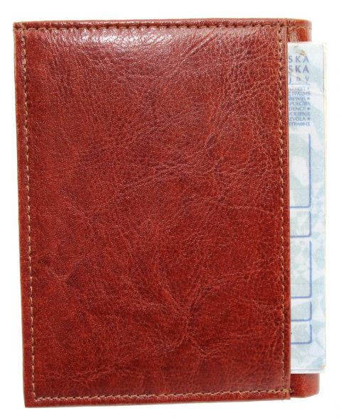 Portfel Męski PolskaGalanteria (PL) Skórzany Pionowy Skóra Licowa Jedno Skrzydełko Brązowy 411
