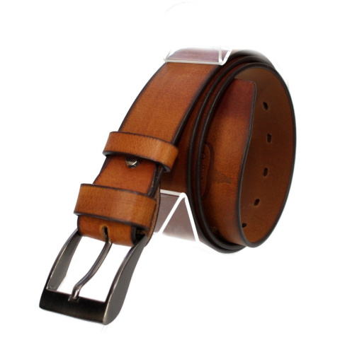 Pasek Skórzany Męski BUFFALO WILD Gładki 40 mm Skóra Licowa Brązowy Dymiony