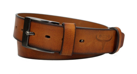 Pasek Skórzany Męski BUFFALO WILD Gładki 40 mm Skóra Licowa Brązowy Dymiony
