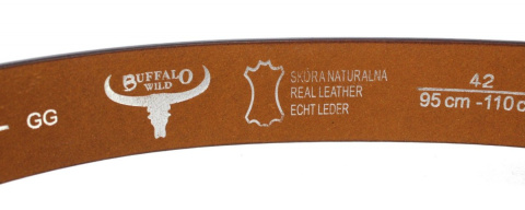 Pasek Skórzany Męski BUFFALO WILD Gładki 40 mm Skóra Licowa Brązowy Dymiony