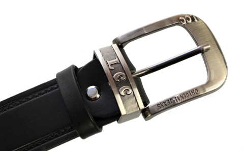 Pasek Męski Skórzany COMPLEX (PL) Tłoczony Napis "LCC Style" Skóra Naturalna Licowa 40 mm