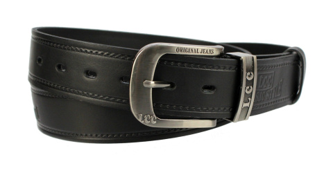 Pasek Męski Skórzany COMPLEX (PL) Tłoczony Napis "LCC Style" Skóra Naturalna Licowa 40 mm