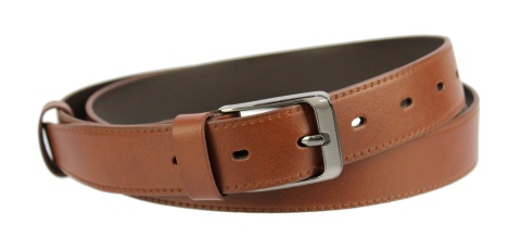 Pasek Skórzany Męski COMPLEX (PL) 30 mm "IMITACJA SZYCIA" DW BRĄZOWY