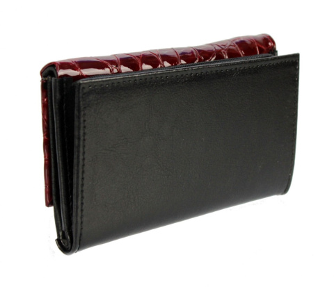 Portfel Damski Skórzany PolskaGalanteria 15 cm Suwak Skóra Naturalna KP D1411 Lakierowany Przód