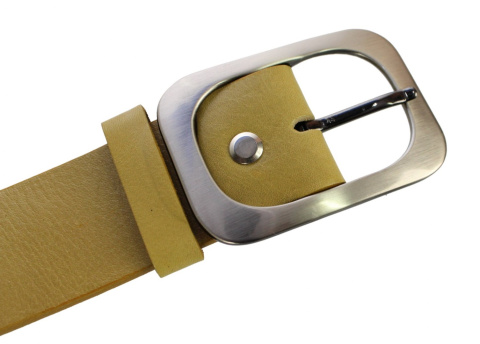 Pasek Damski Skórzany Gładki COMPLEX (PL) 40 mm CIEMNY LIMONKOWY Szeroki