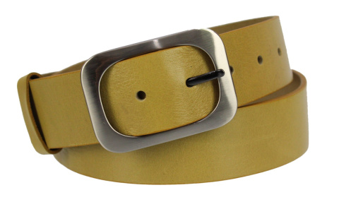 Pasek Damski Skórzany Gładki COMPLEX (PL) 40 mm CIEMNY LIMONKOWY Szeroki