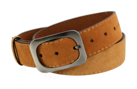 Pasek Damski Skórzany PAS-MAX (PL) Skóra Licowa EXTRA ZAMSZOWY 40 mm SUROWA SKÓRA TOFFI