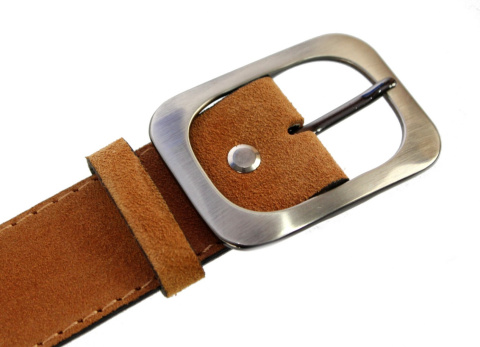 Pasek Damski Skórzany PAS-MAX (PL) Skóra Licowa EXTRA ZAMSZOWY 40 mm SUROWA SKÓRA TOFFI