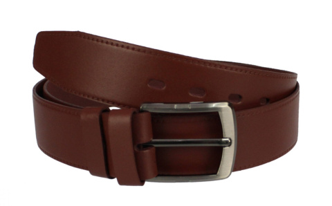 Pasek Męski Skórzany Gładki COMPLEX (PL) 40 mm DW CZEKOLADOWY IMITACJA SZYCIA Szeroki