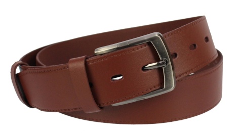 Pasek Męski Skórzany Gładki COMPLEX (PL) 40 mm DW CZEKOLADOWY IMITACJA SZYCIA Szeroki