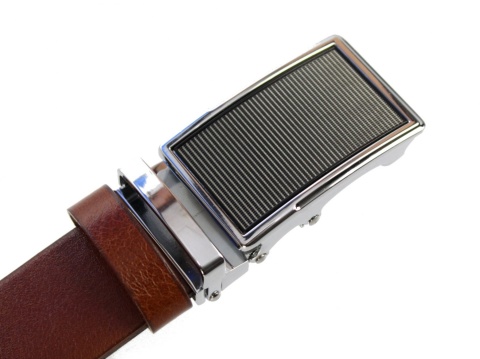 Wizytowy Pasek Skórzany 35 mm PAS-MAX (PL) Pełna Klamra AUTOMAT/SAMOZACISK Garnitur CZEKOLADOWY K41 ASZ35/KAS22