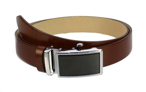 Wizytowy Pasek Skórzany 35 mm PAS-MAX (PL) Pełna Klamra AUTOMAT/SAMOZACISK Garnitur CZEKOLADOWY K41 ASZ35/KAS22