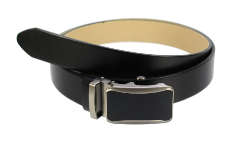 Wizytowy Pasek Skórzany 35 mm PAS-MAX (PL) Pełna Klamra AUTOMAT/SAMOZACISK Garnitur CZARNY ASZ35/KASZ24