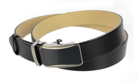 Wizytowy Pasek Skórzany 35 mm PAS-MAX (PL) Pełna Klamra AUTOMAT/SAMOZACISK Garnitur CZARNY ASZ35/KASZ24