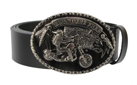 Pasek Skórzany COMPLEX (PL) Skóra Licowa 40 mm Klamra Pełna Na Bolczyk BLASZKA "BORN TO BE FREE" CBOL40/29