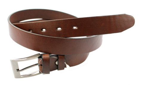 Pasek Męski Skórzany COMPLEX (PL) GŁADKI Skóra EXTRA 30 mm DW KASZTANOWY